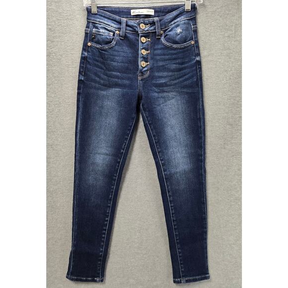Kancan Dark Wash High Waisted Button Fly Ankle Jeans Size 24 - Picture 1 of 5